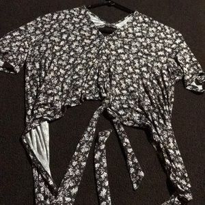 Crop Tie Floral Shirt